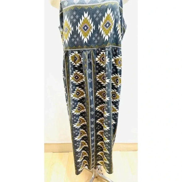 NWT SONOMA Women Sleeveless Elastic Waist Green Square Neck Maxi Dress Size XXL - Picture 5 of 14